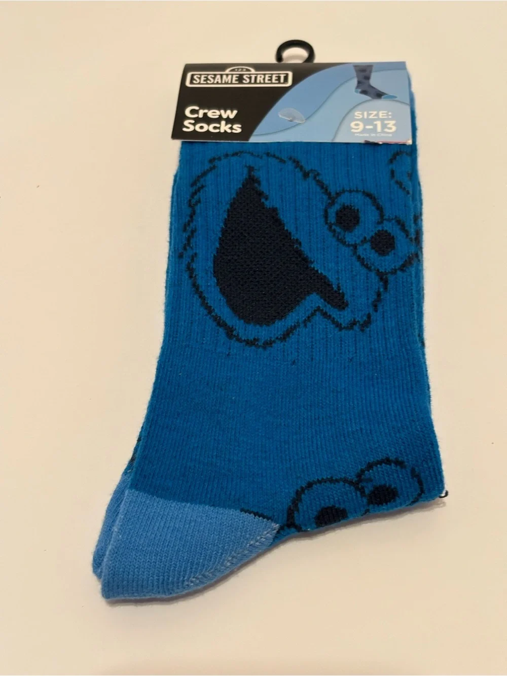 Sesame Street Cookie Monster Mens Size 9-13 Blue Novelty Unisex Crew Socks